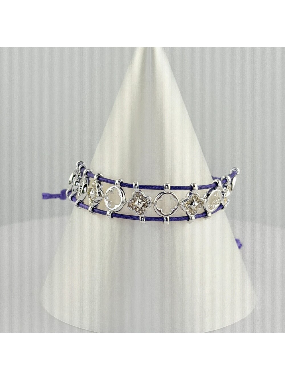 Bomb Party Single Stack Clovers Bracelet - on Silver Plating #170